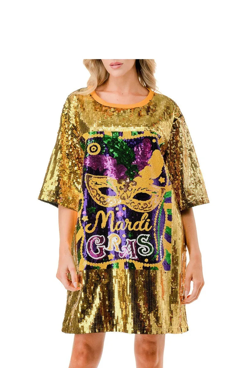 Mardi Gras "Golden Festival" Sequin Dress