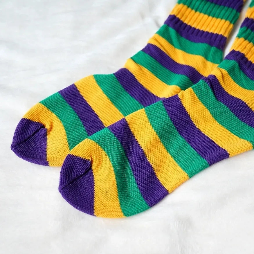 Mardi Gras Stripped Slouchy Socks