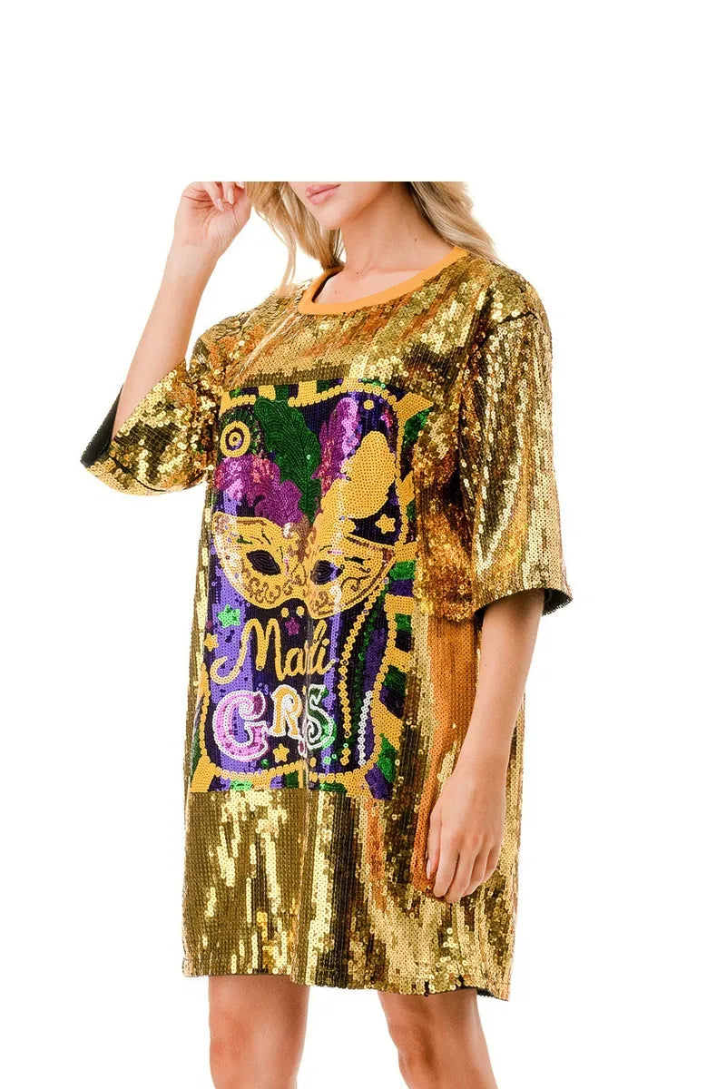 Mardi Gras "Golden Festival" Sequin Dress