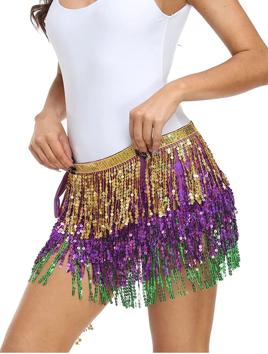 Women's Mardi Gras Tinsel Skirt