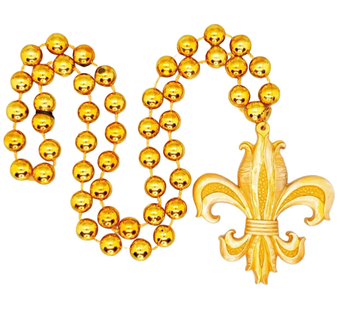 "Golden Tulip" Unisex Fleur De Lis Beaded Necklace