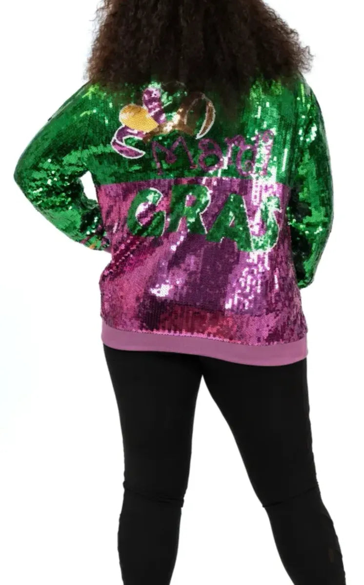 Mardi Gras "Happy Jesters" Sequin Bomber Jacket