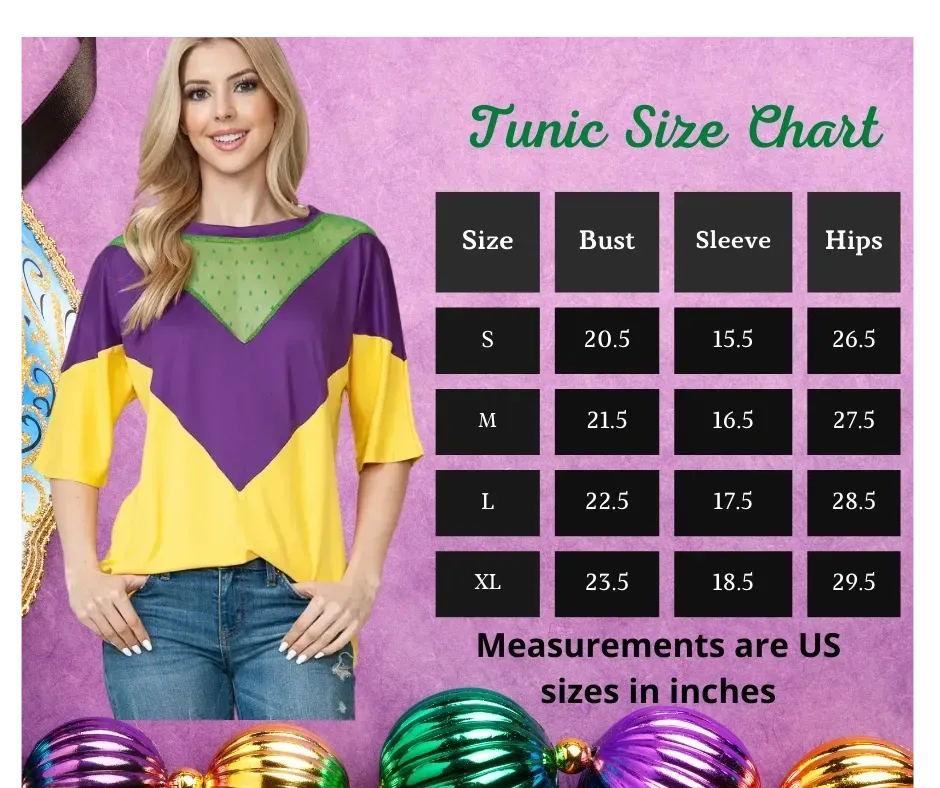 Mardi Gras Color Block Top Tunic Top