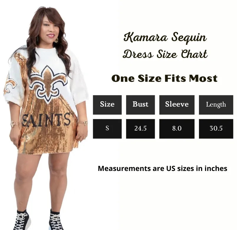 New Orleans Saints White & Gold Sequin Party Dress