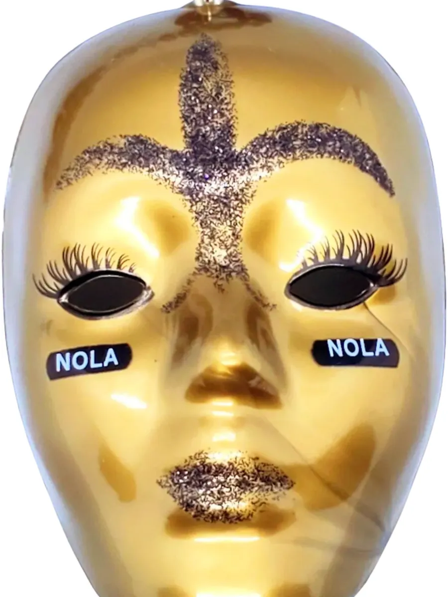 Black and Gold "NOLA FAC MASK" Beaded Necklace