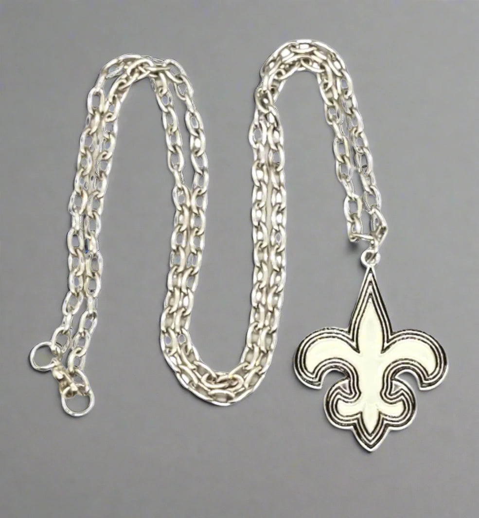 New Orleans Saints Green Fleur De Lis Pendant Necklace