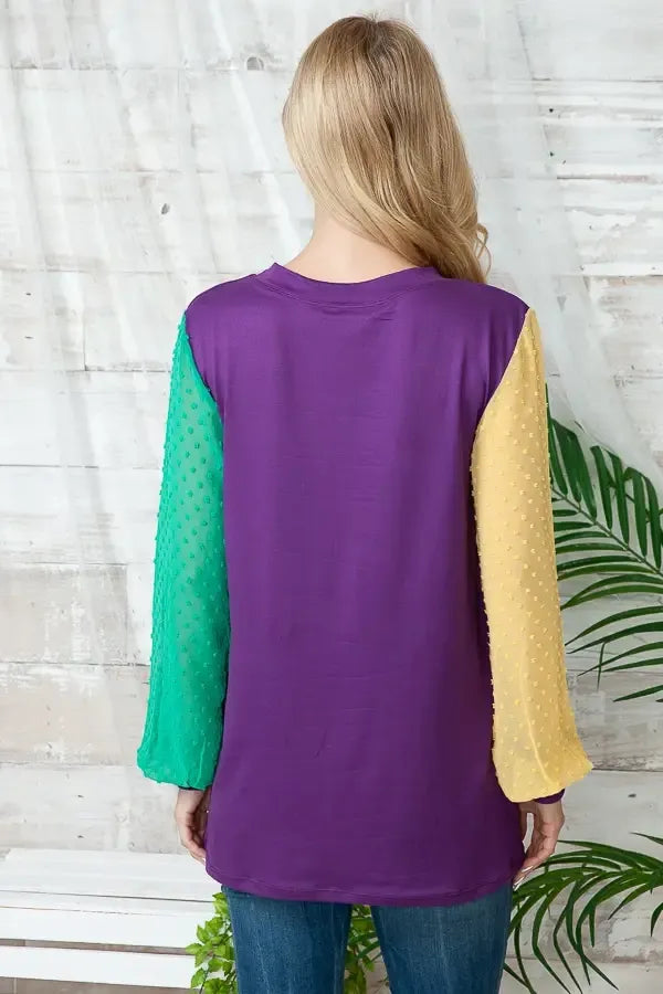 Mardi Gras Color Block Tunic Top