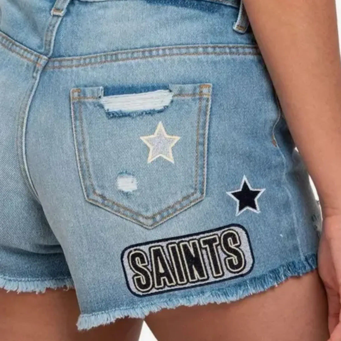 New Orleans Saints Women's Team Logo Denim Shorts