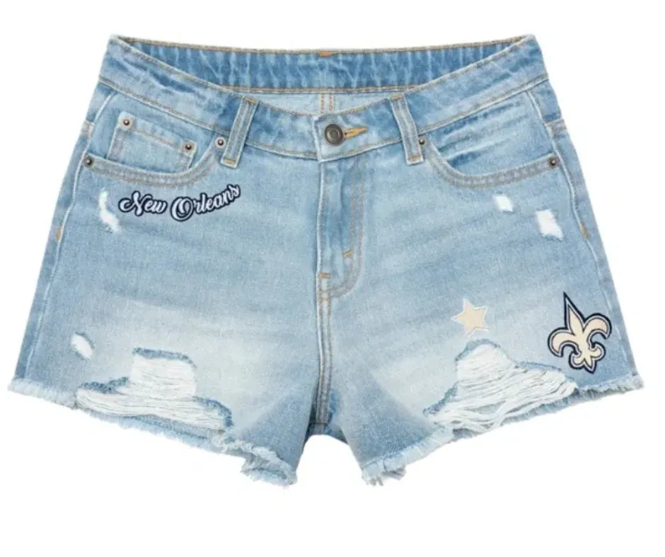 New Orleans Saints Women's Team Logo Denim Shorts