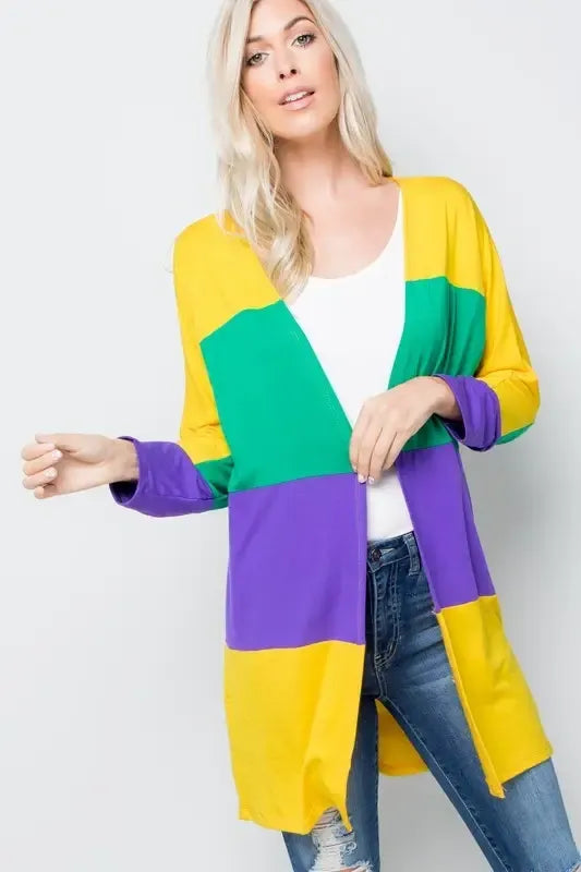 Mardi Gras Open Cardigan Top