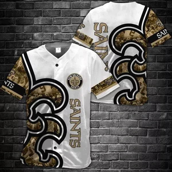 New Orleans Saints Gold and White New School Unisex Baseball Jersey The Who Dat Store