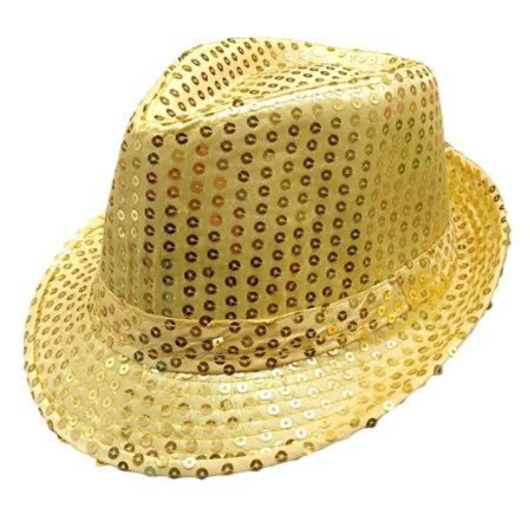 Gold Sequin Fedora Party Hat