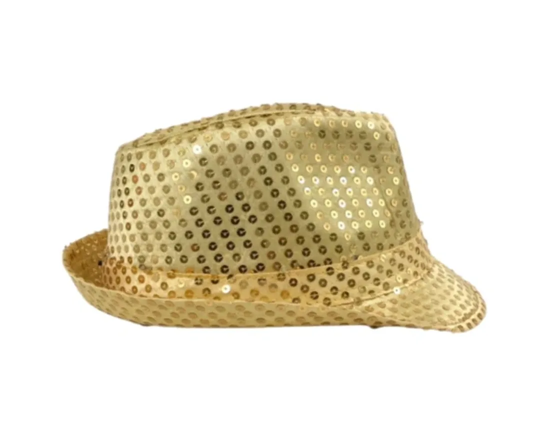 Gold Sequin Fedora Party Hat