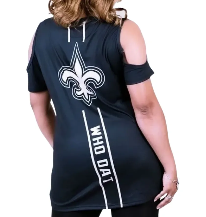 New Orleans Saints Women's Black "Sexy Elegance" Cold Shoulders Casual Top