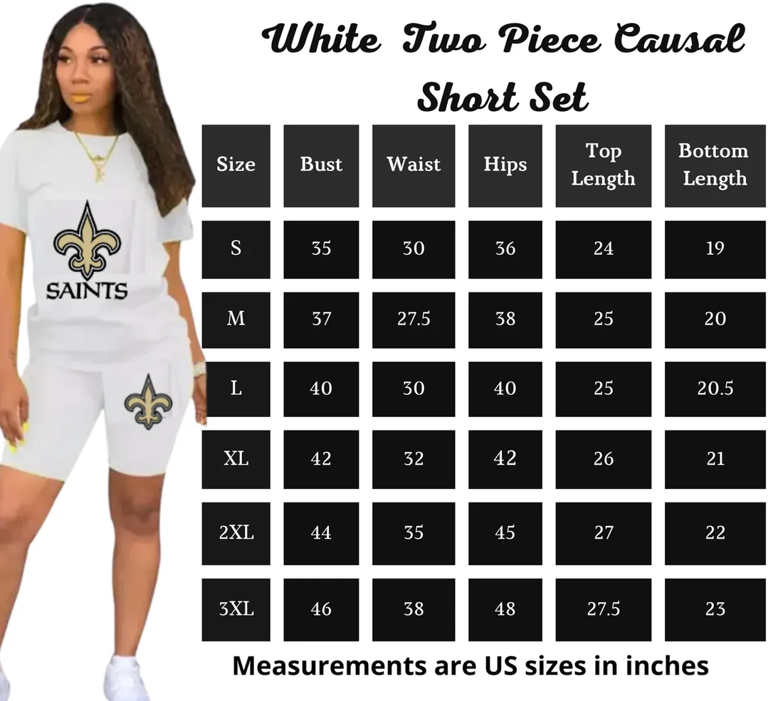 New Orleans Saints Women's White & Gold Two Piece Causal Short Set