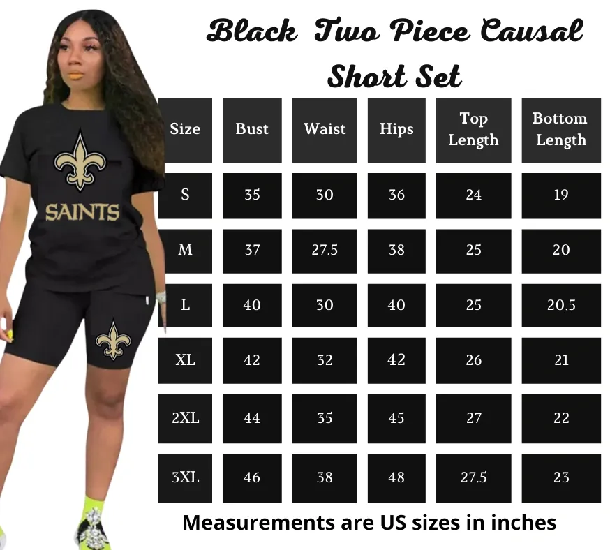 New Orleans Saints Black and Gold Two Piece Causal Short Set