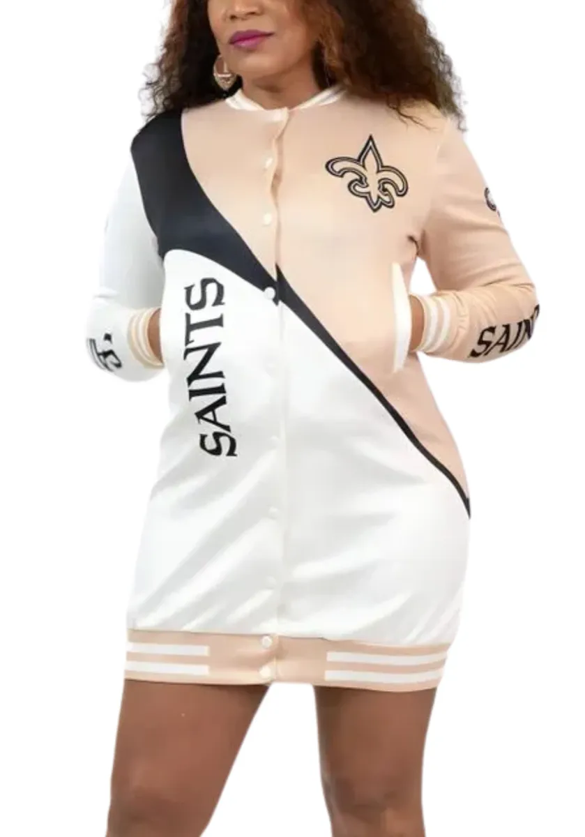 New Orleans Saints Women's Varsity  Snap Up Jacket Dress