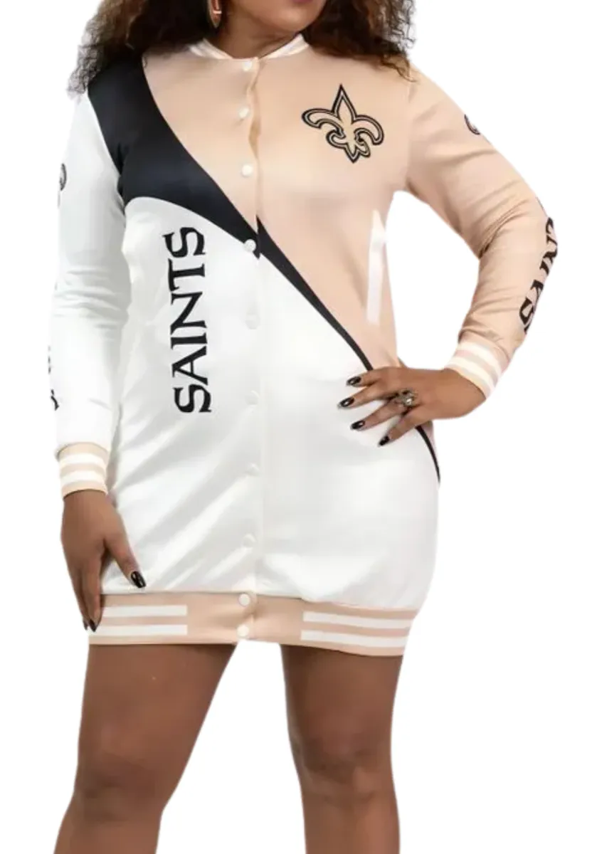 New Orleans Saints Women's Varsity  Snap Up Jacket Dress