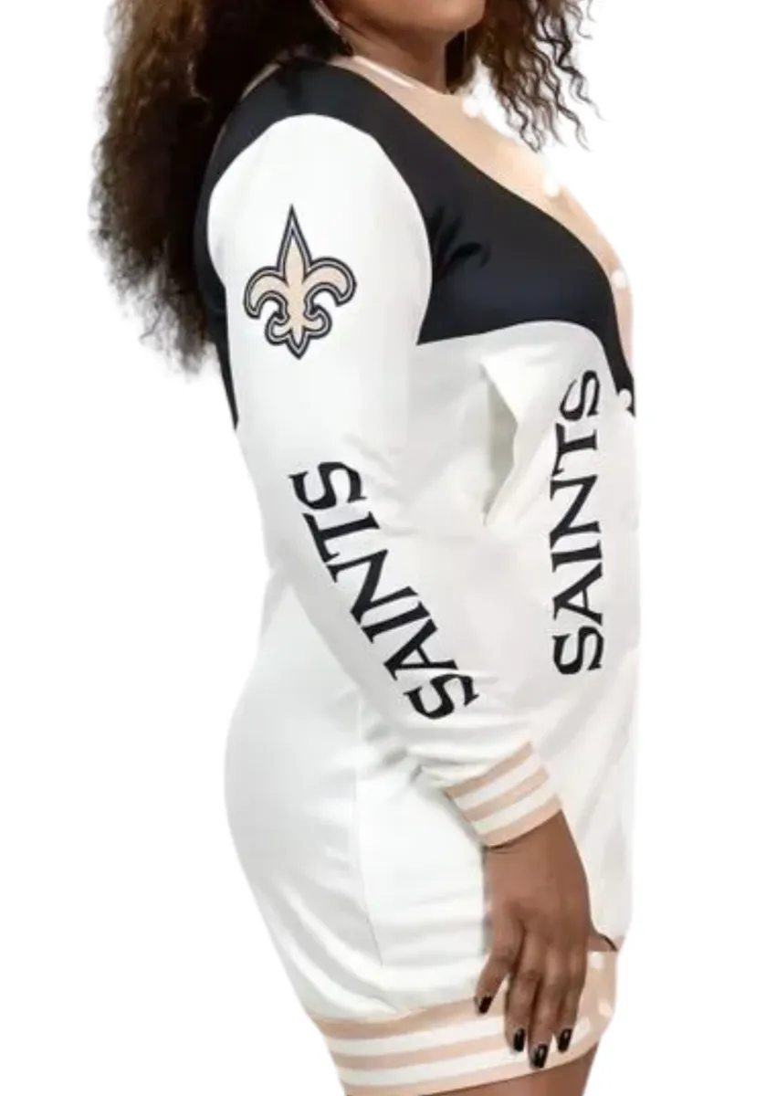 New Orleans Saints Women's Varsity  Snap Up Jacket Dress